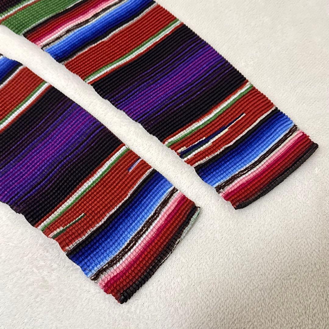 極美品✨ISSEY MIYAKE me プリーツ　長袖　マルチカラー　トップス