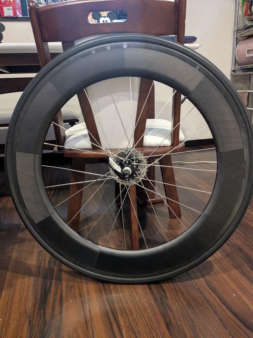 リアTNIリム 手組 チューブラー 90ハイト カーボン ホイール1100g前後