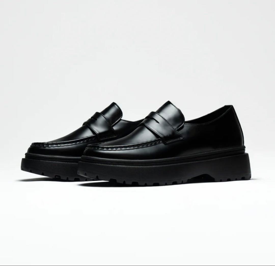 fillin ローファー ブラック 25 厚底 レザー 黒