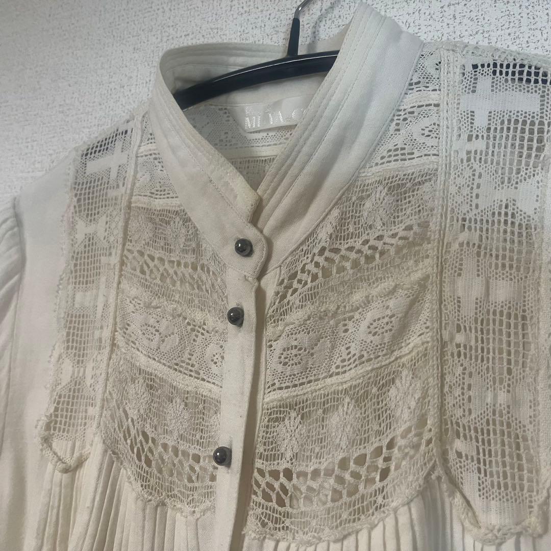 Mi.YA.COアイボリー レースロングシャツ