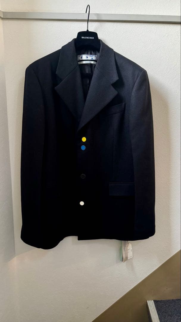 Off-White オフホワイト ブラック テーラードジャケット カラーボタン