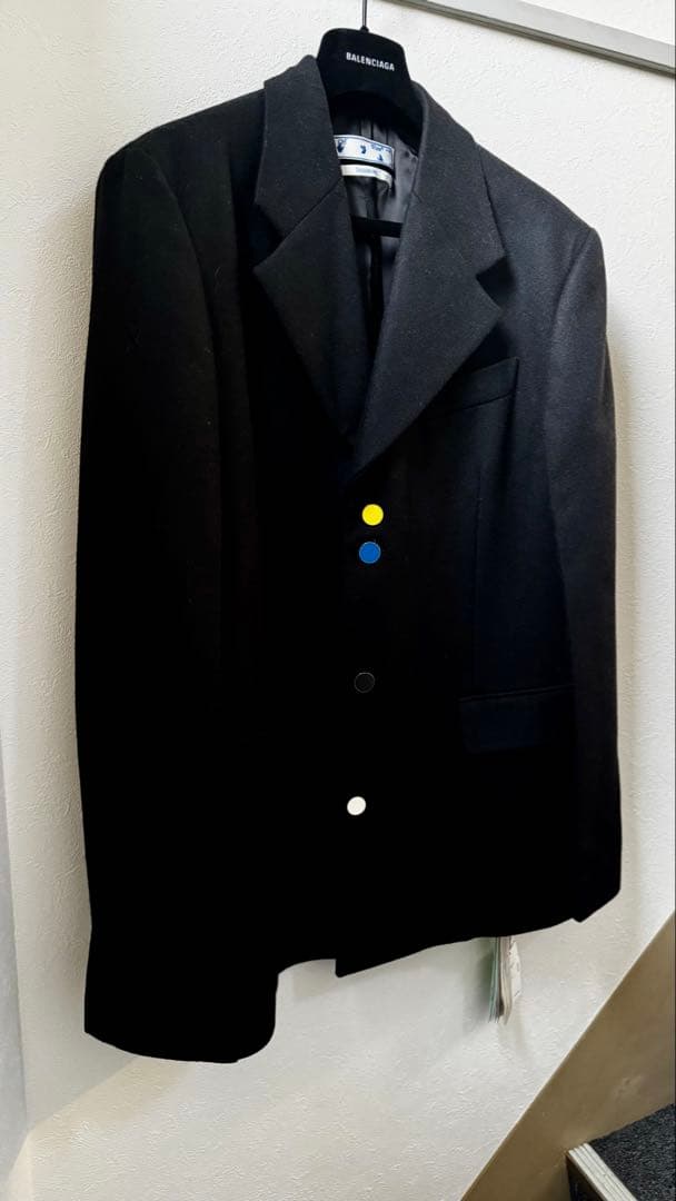 Off-White オフホワイト ブラック テーラードジャケット カラーボタン