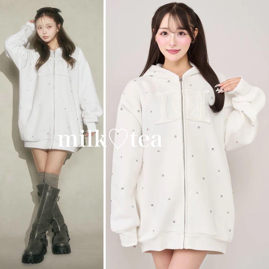 新品タグ付 ダーリッチ ホワイト フリー DDロゴビジュージップパーカー F