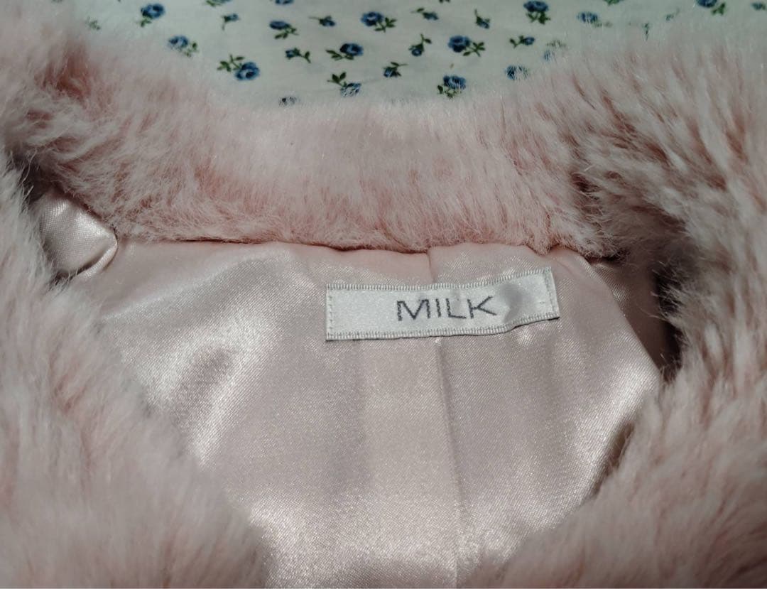 MILK フリース Aラインコート ピンクブルー