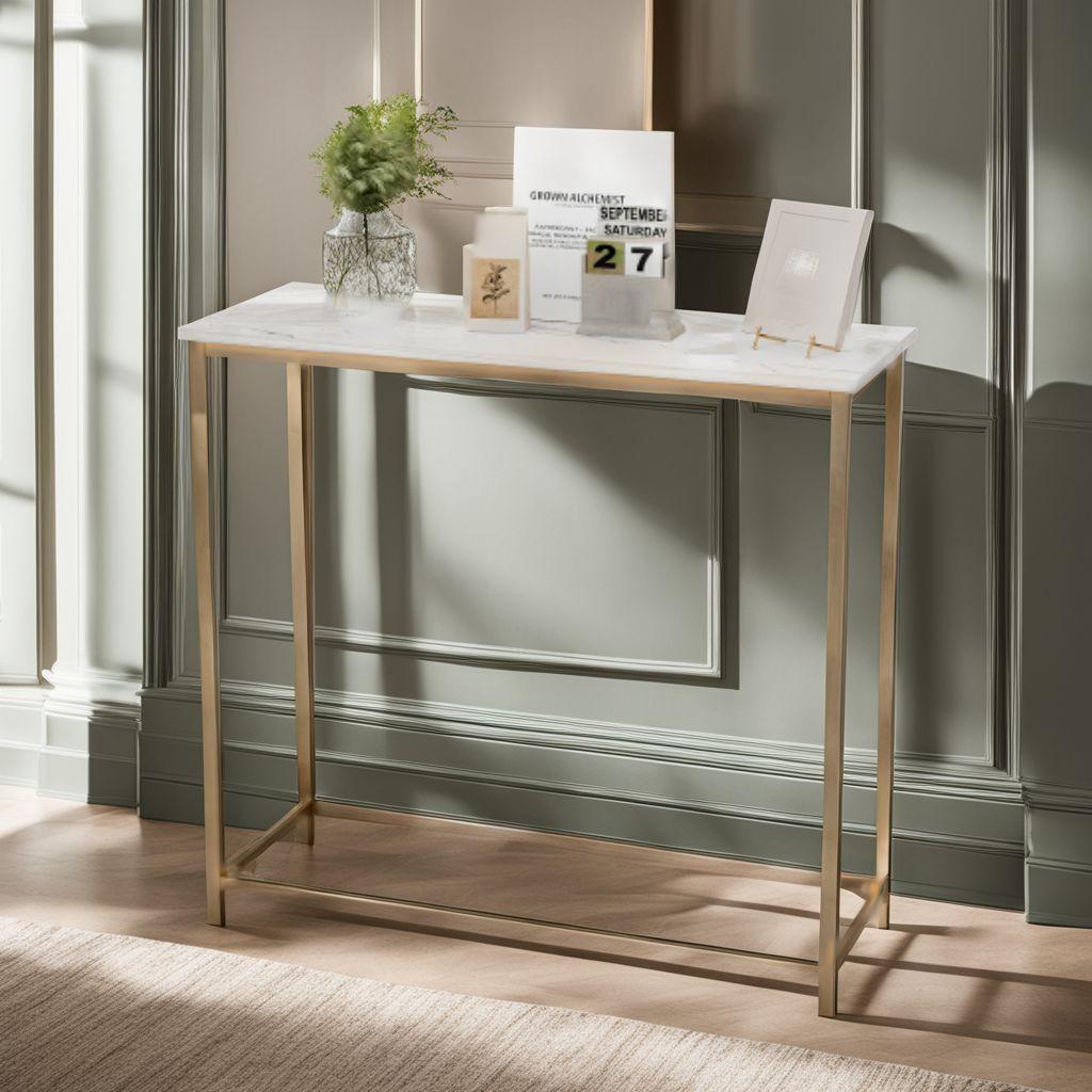 ☆コンソールテーブル カウンターサイドスリム 玄関 大理石柄