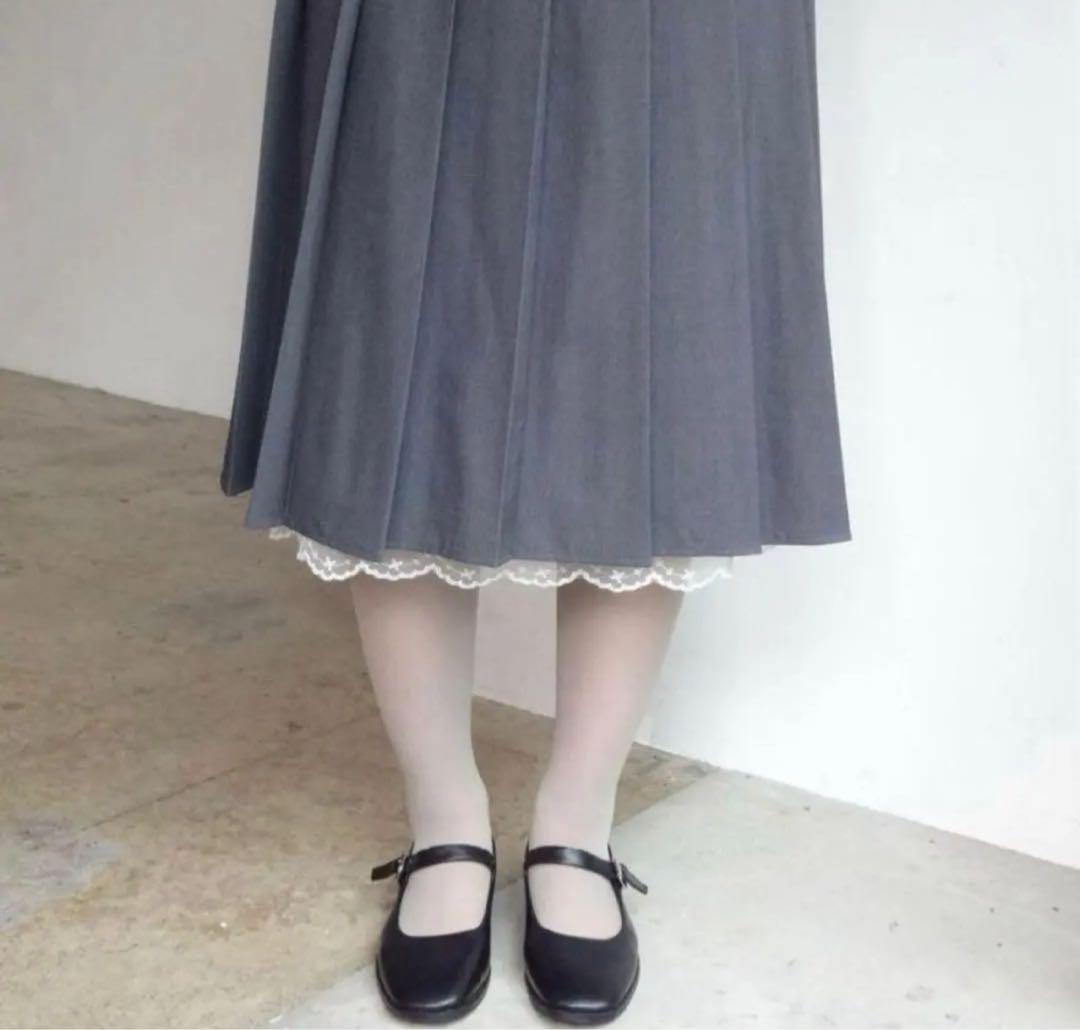 スカート FEKETE MIDI LACE PLEATS SKIRT