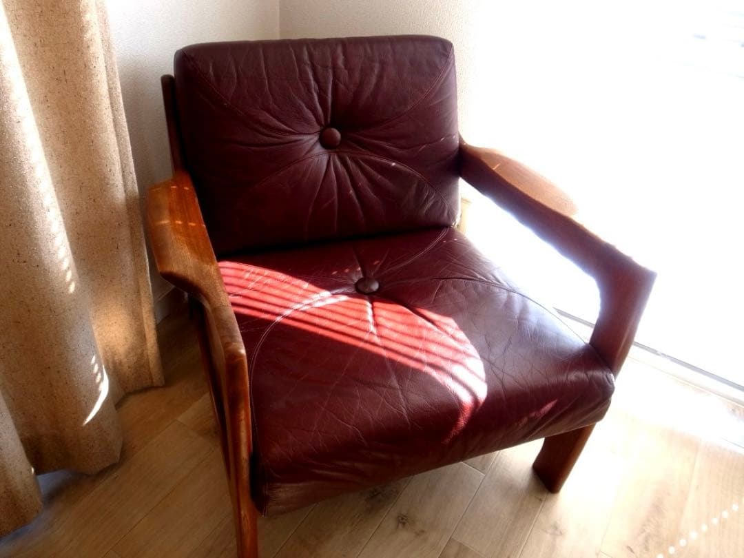 北欧 ヴィンテージ ソファ 本革 レザー チーク