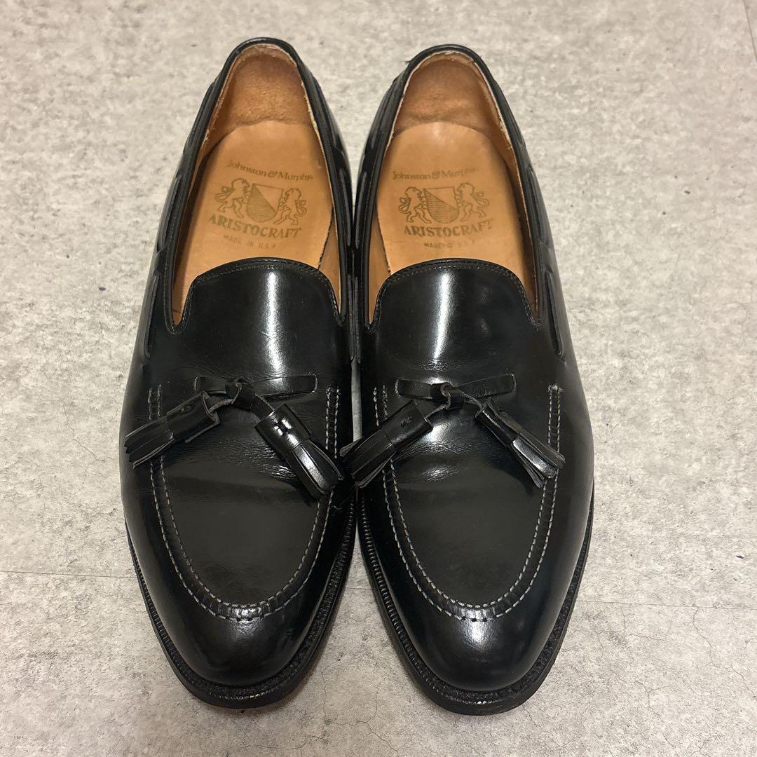 美品 JOHNSTON & MURPHY タッセルローファー 革靴 9 ブラック