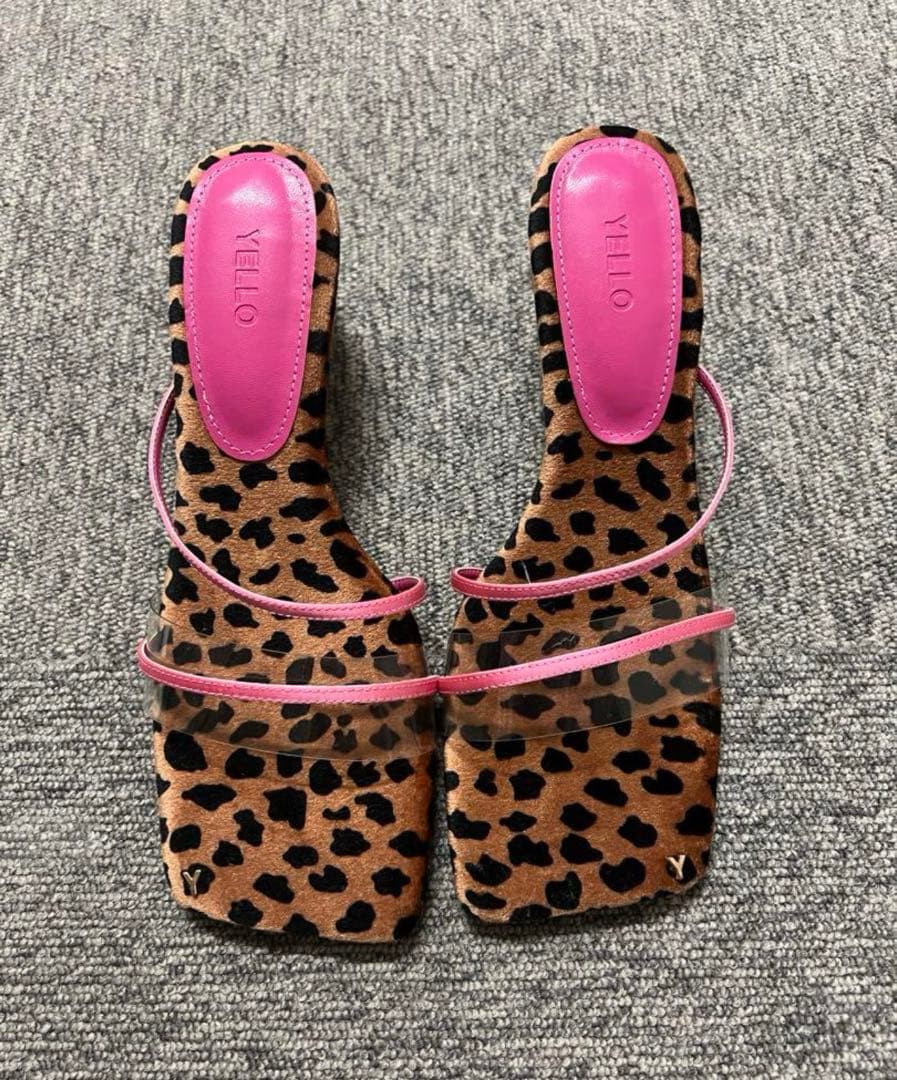 yellow ミュール　レオパード