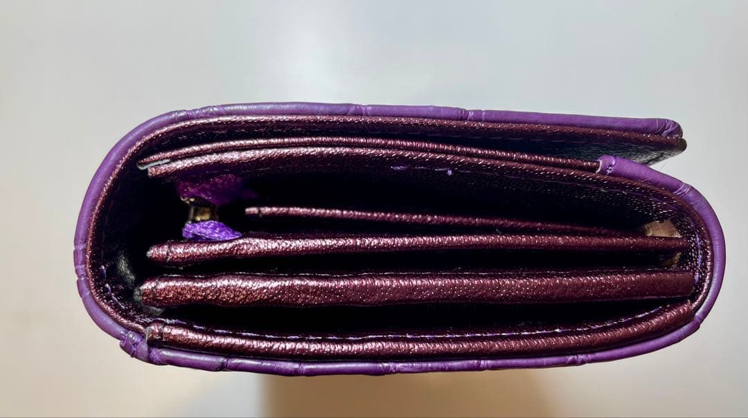 【未使用】CROIX  クロコダイルレザー 長財布 パープル