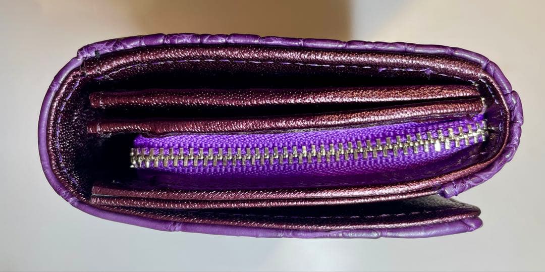 【未使用】CROIX  クロコダイルレザー 長財布 パープル