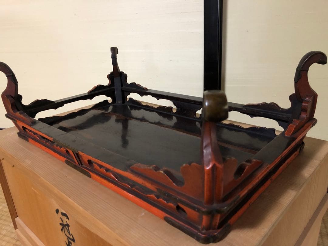 時代漆の春日卓 検経卓文机