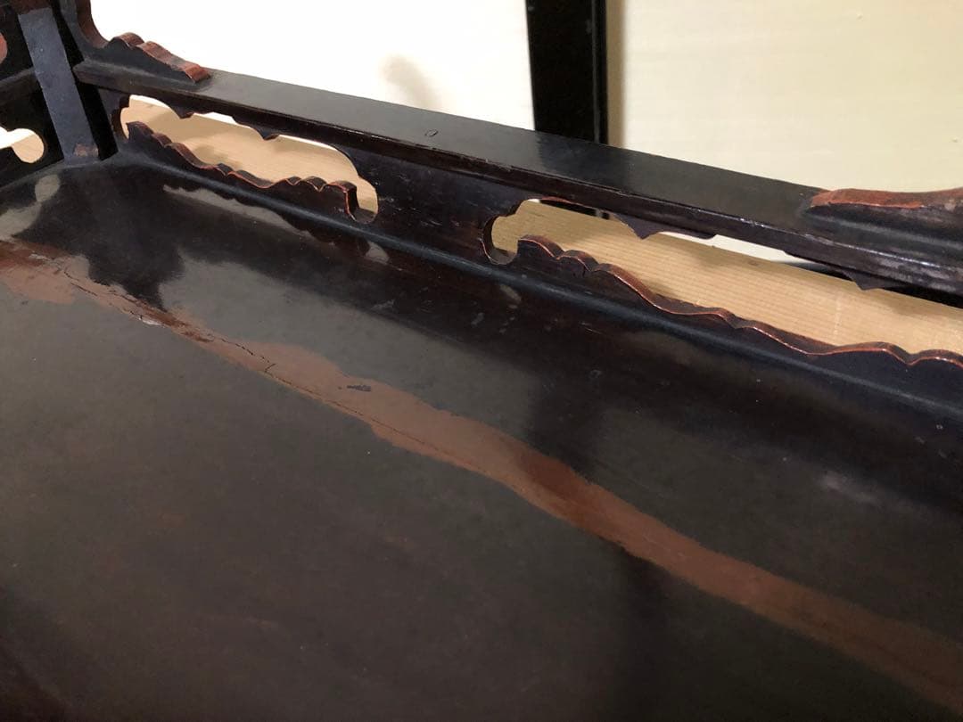 時代漆の春日卓 検経卓文机