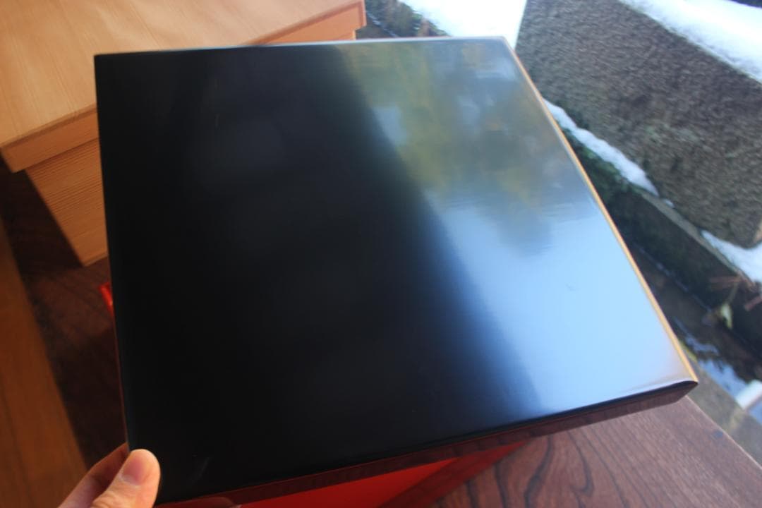 専用！！端正な隅不切デザインに極上朱漆の映える四方折敷5点（検京塗懐石道具