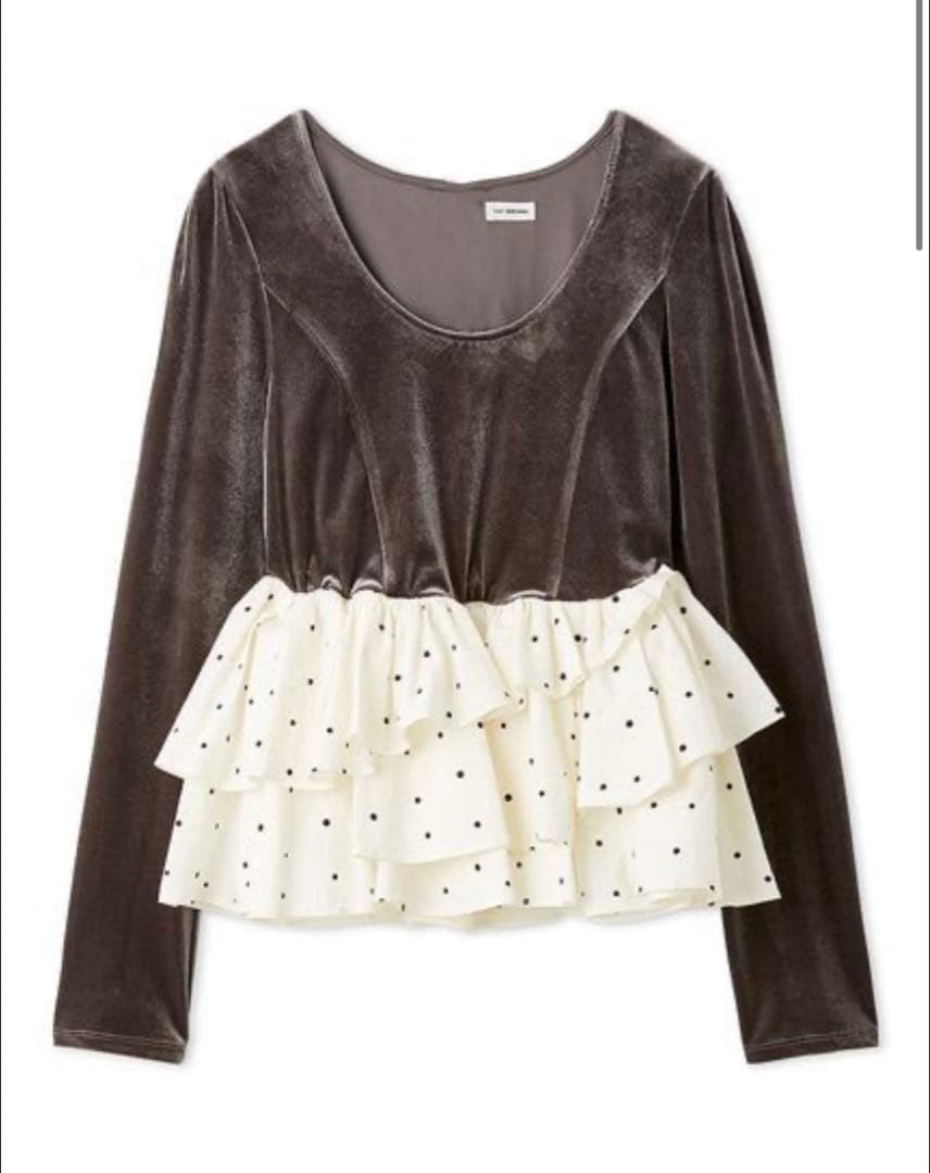 【美品】LILYBROWN ベロアペプラムフリルトップス