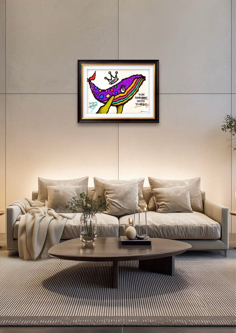 ゴ*カ様 「 空を選んだクジラ 」｜絵画 原画 抽象画 絵 動物画 ドローイング