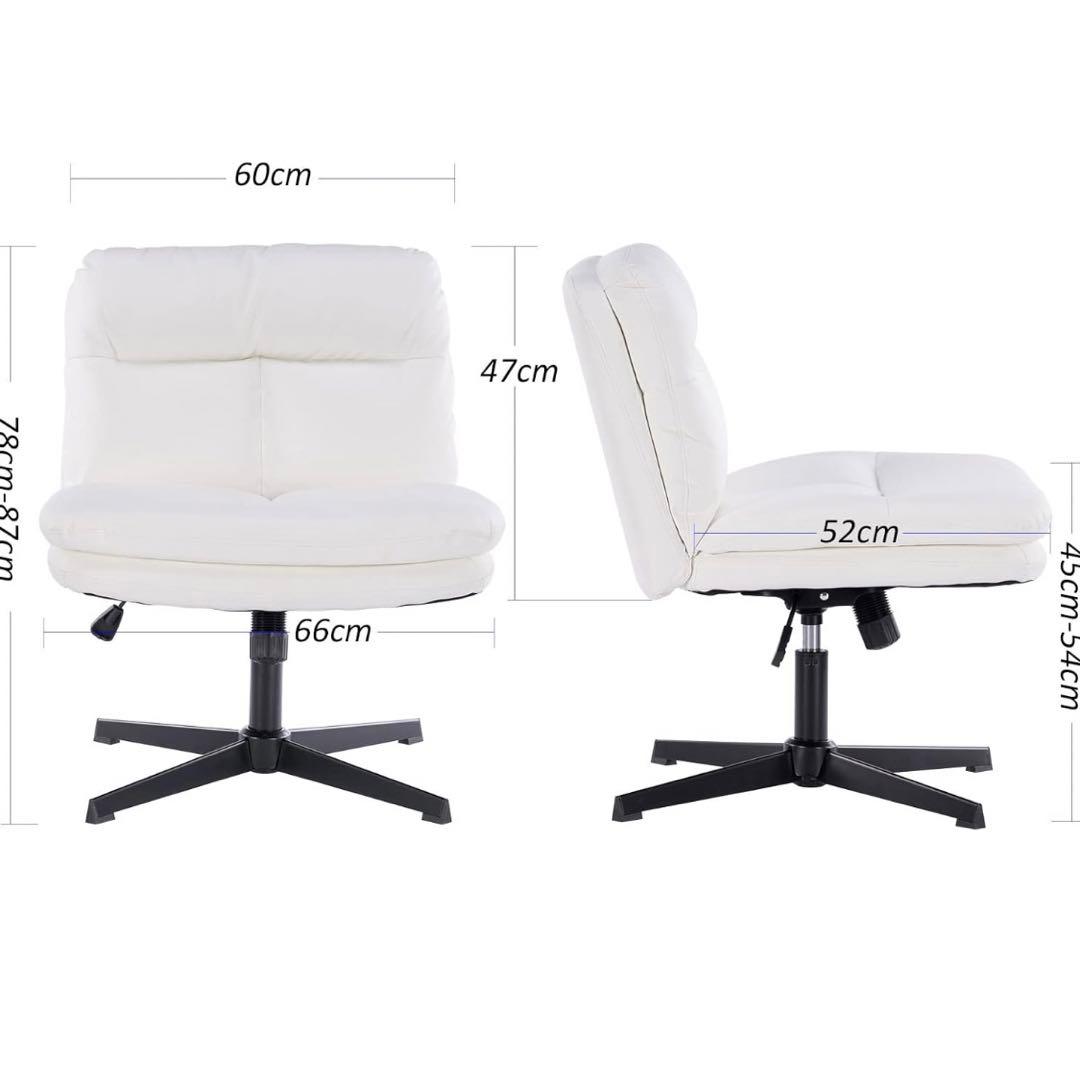 未使用)ホワイトオフィスチェア 調整可能