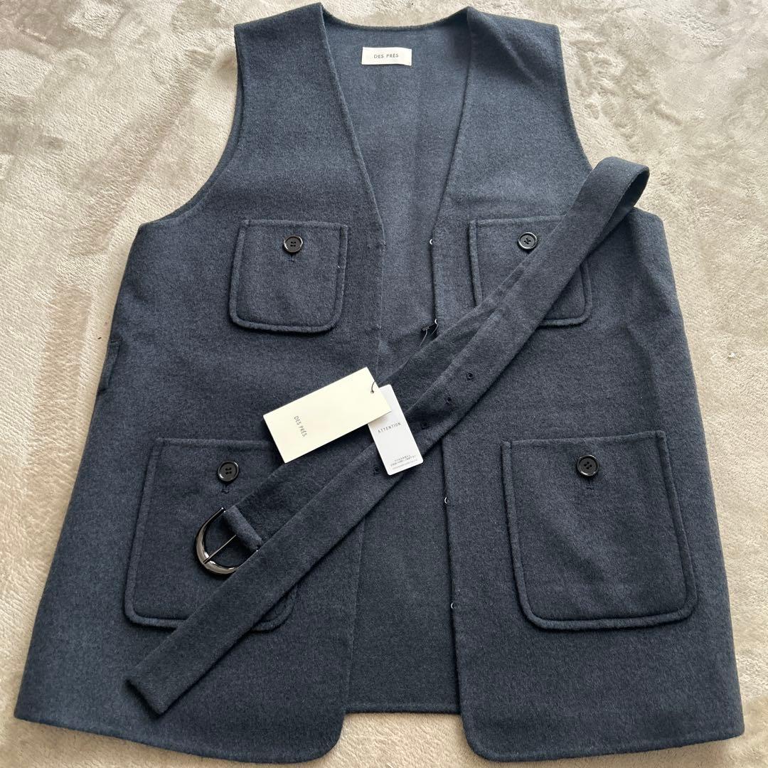 デプレ　ライトダブルフェイスシャギー ベルテッドジレ