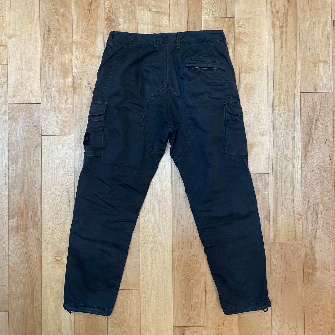 STONE  ブラックカーゴパンツ W32 ウォッシュ加工