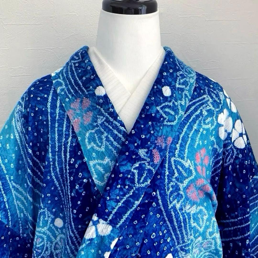 ないち 有松絞り浴衣　身丈160cm 裄70cm 手縫い No.1-23