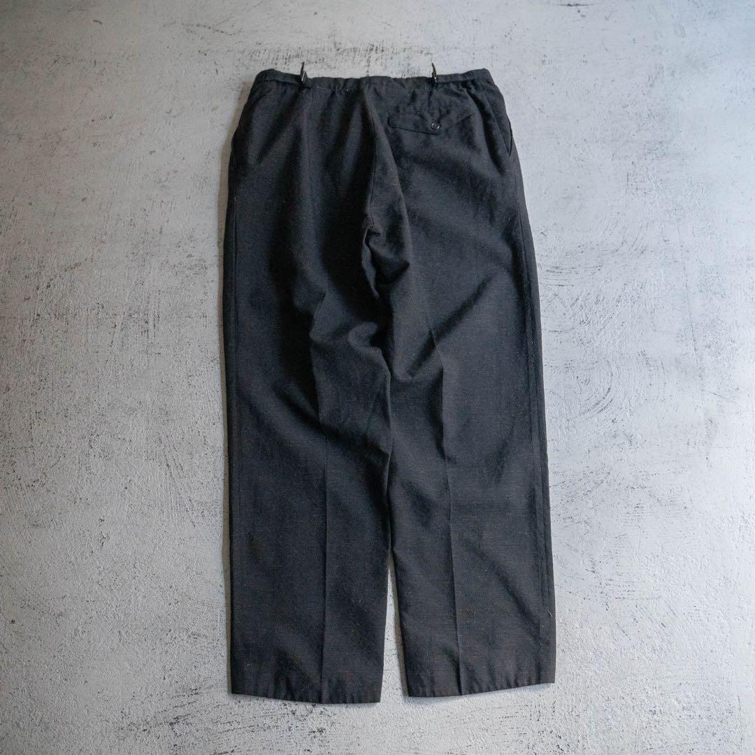 60s チェコスロバキア製 ブラック 絣柄 ウール ワイドスラックス ユーロ