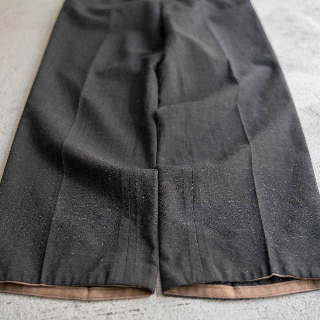 60s チェコスロバキア製 ブラック 絣柄 ウール ワイドスラックス ユーロ
