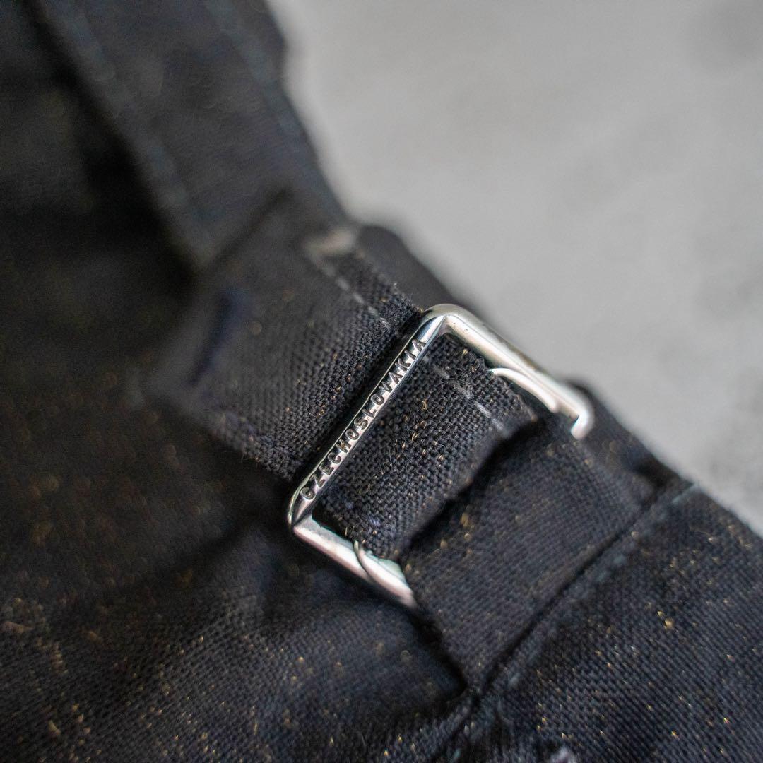 60s チェコスロバキア製 ブラック 絣柄 ウール ワイドスラックス ユーロ