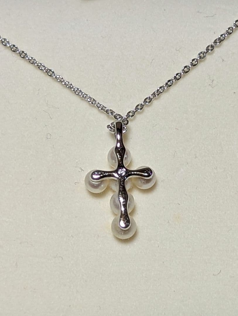 TASAKI　タサキ　シルバー　ネックレス　クロス　十字架　本真珠　ベビーパール