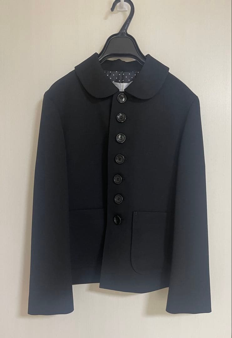 Tao （タオ）ウールギャバ素材丸襟ジャケット 黒　L