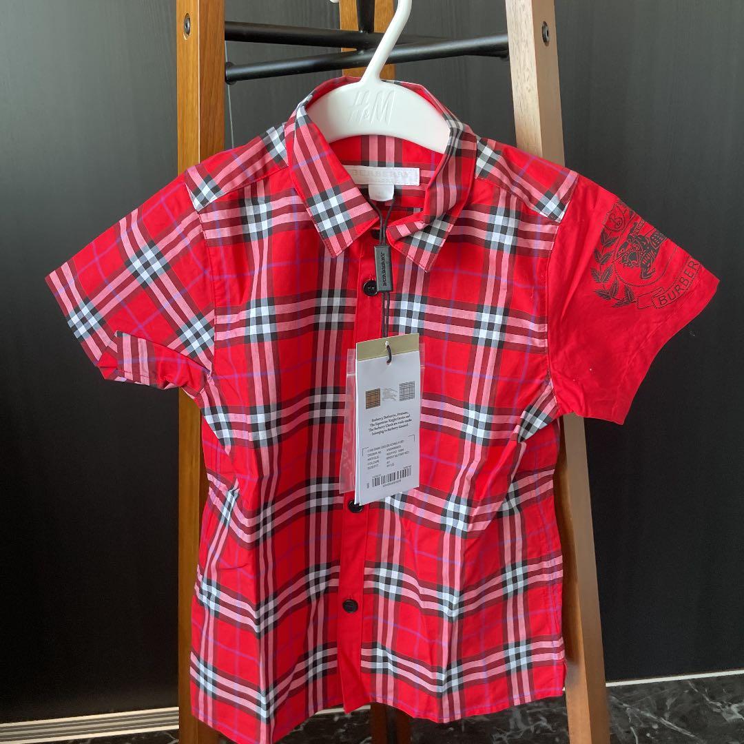 専用　新品　定価半額以下バーバリー キッズ　4Y 110cm 半袖チェックシャツ