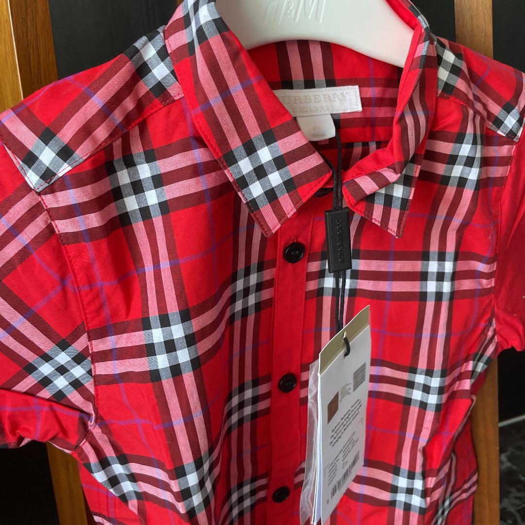 専用　新品　定価半額以下バーバリー キッズ　4Y 110cm 半袖チェックシャツ