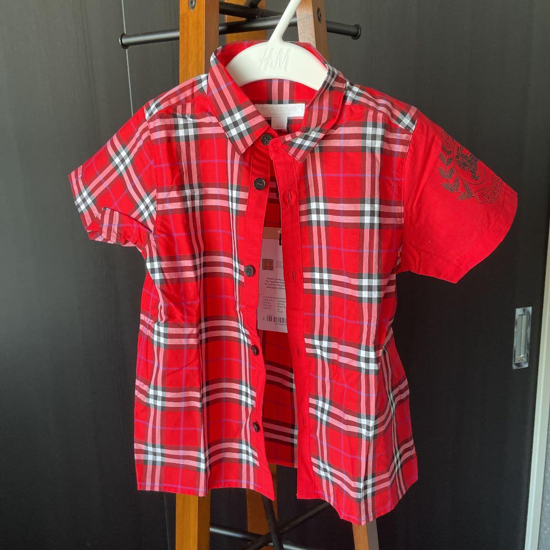 専用　新品　定価半額以下バーバリー キッズ　4Y 110cm 半袖チェックシャツ