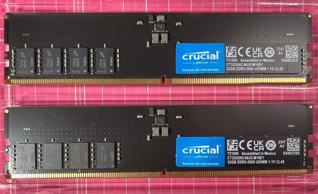 Crucial DDR5 64GB セット32GB 5600MHz x2DIMM