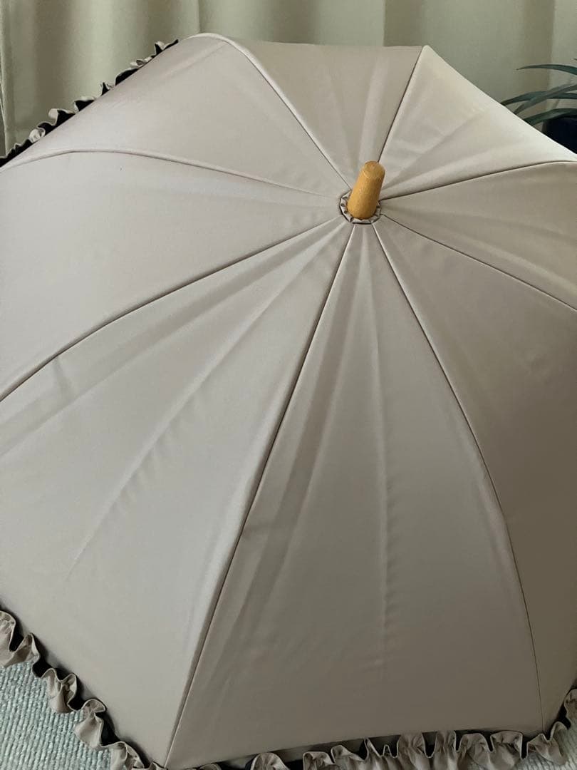 （美品）サンバリア長傘ピンクフリル 付き 日傘S