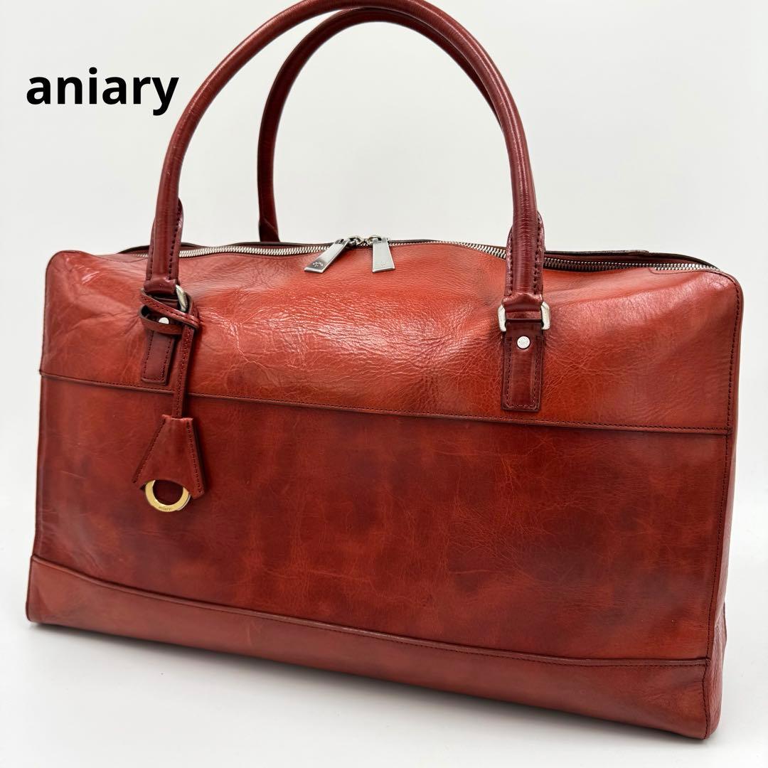 美品 アニアリ レザー ボストンバッグ アンティーク仕上げ W48 旅行 ゴルフ
