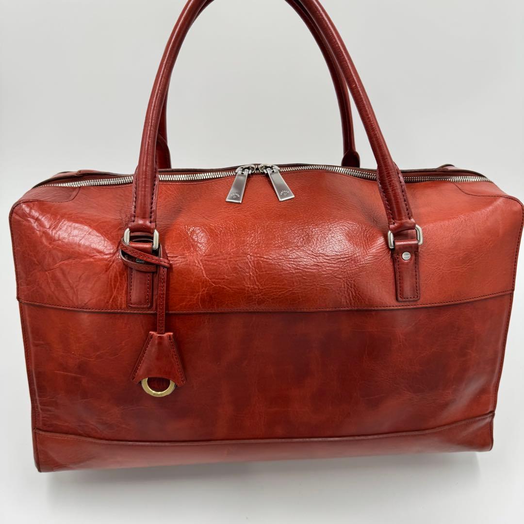 美品 アニアリ レザー ボストンバッグ アンティーク仕上げ W48 旅行 ゴルフ