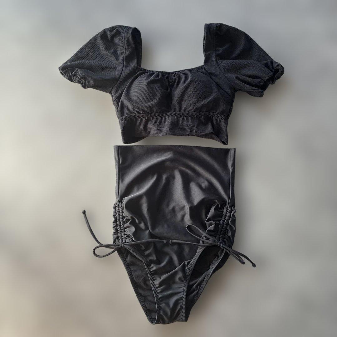 【美品】PEAK&PINE バックリボンパフスリーブワンピ見えビキニ 9M