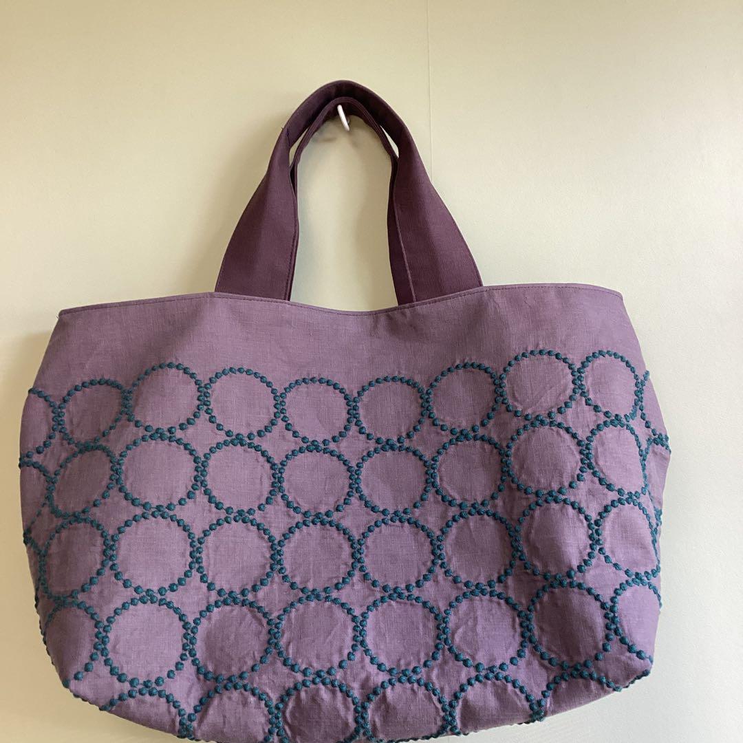 ミナペルホネンタンバリンbordeaux両面でトートバッグハンドメイド