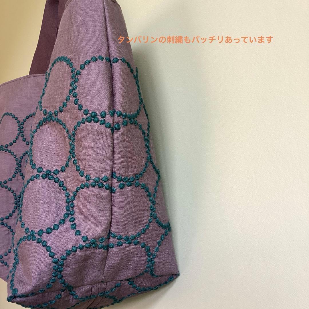 ミナペルホネンタンバリンbordeaux両面でトートバッグハンドメイド