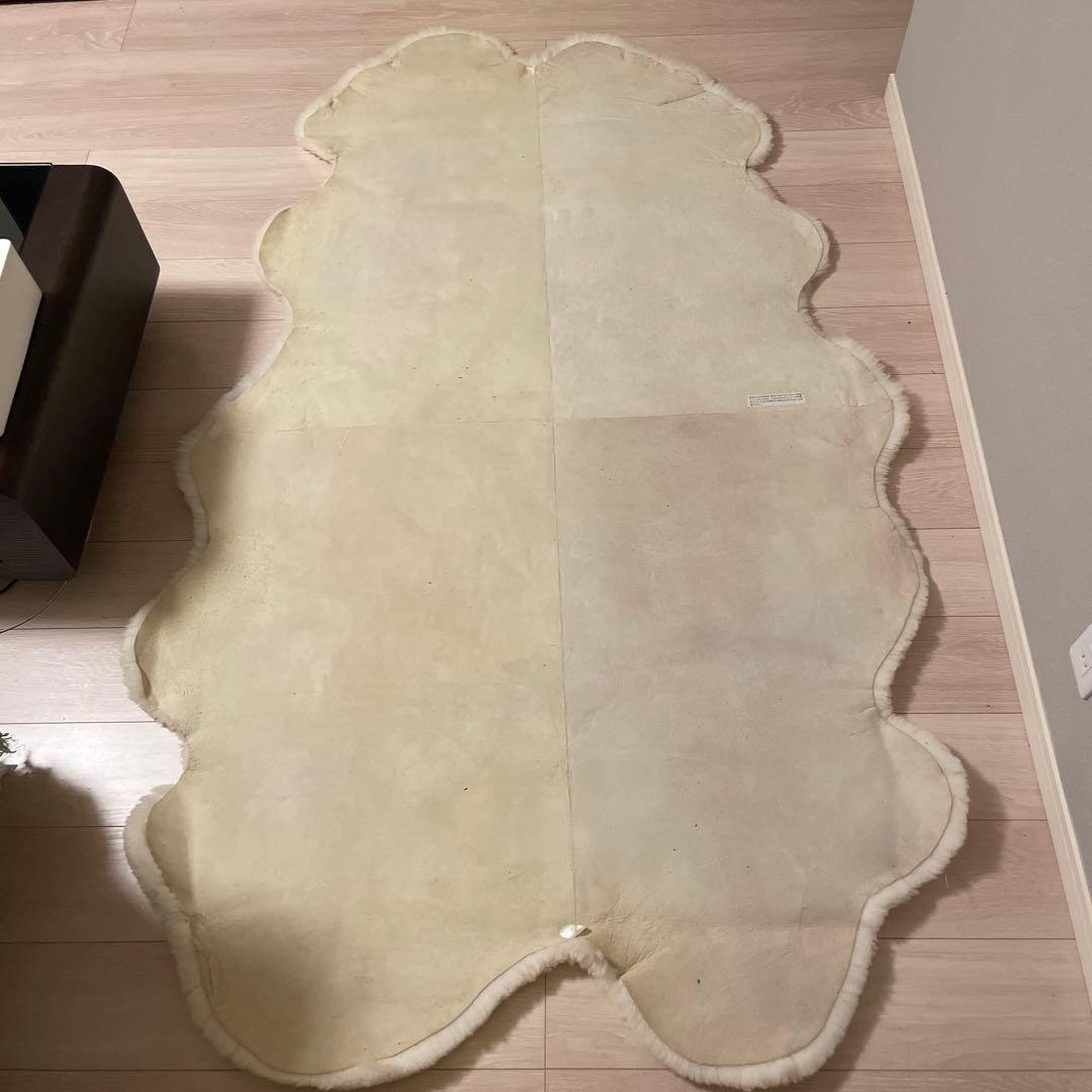 【高級】シープスキンラグ 羊毛5枚使用 ナチュラルカラー 200×118cm