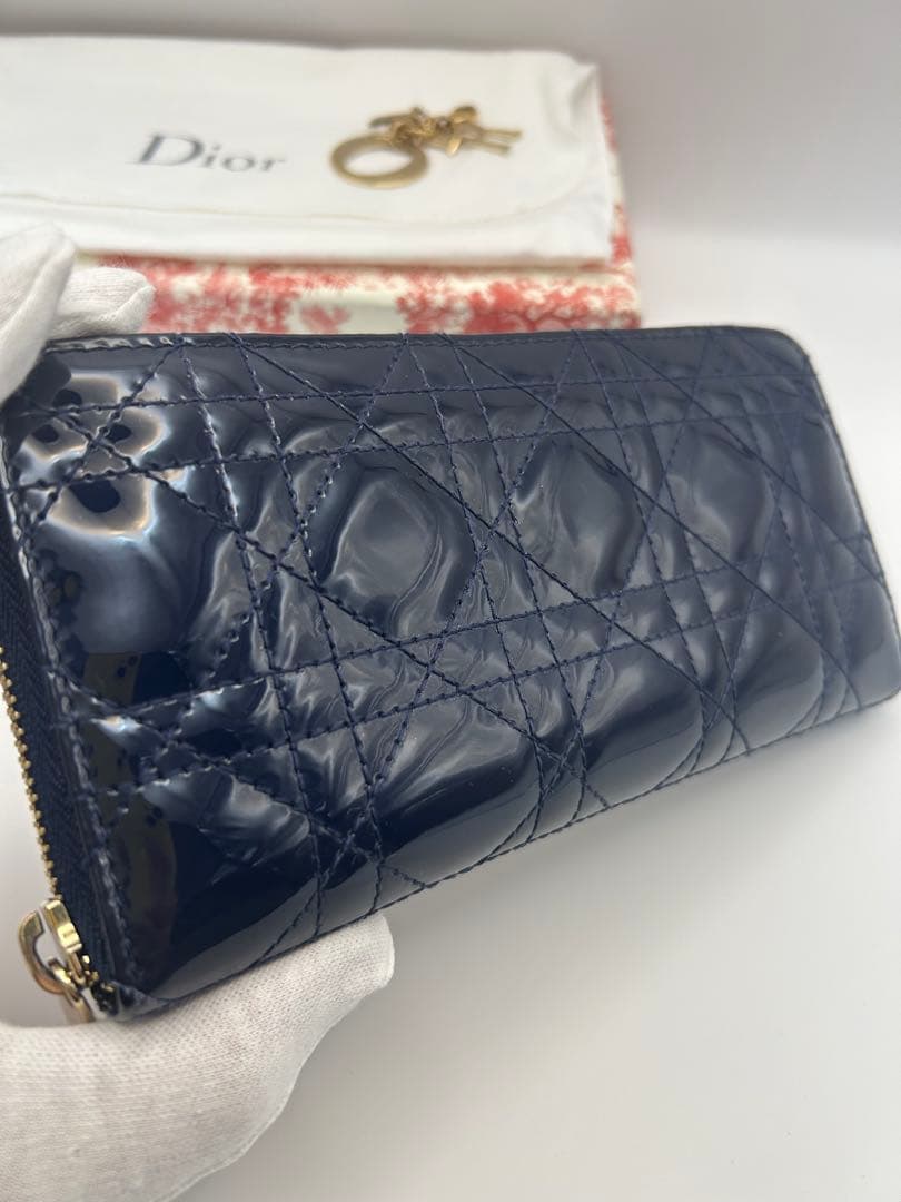 [極美品]Dior ネイビーキルティング長財布　ギャラ有
