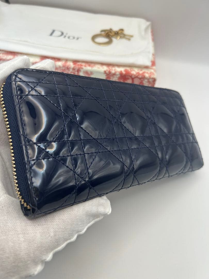 [極美品]Dior ネイビーキルティング長財布　ギャラ有