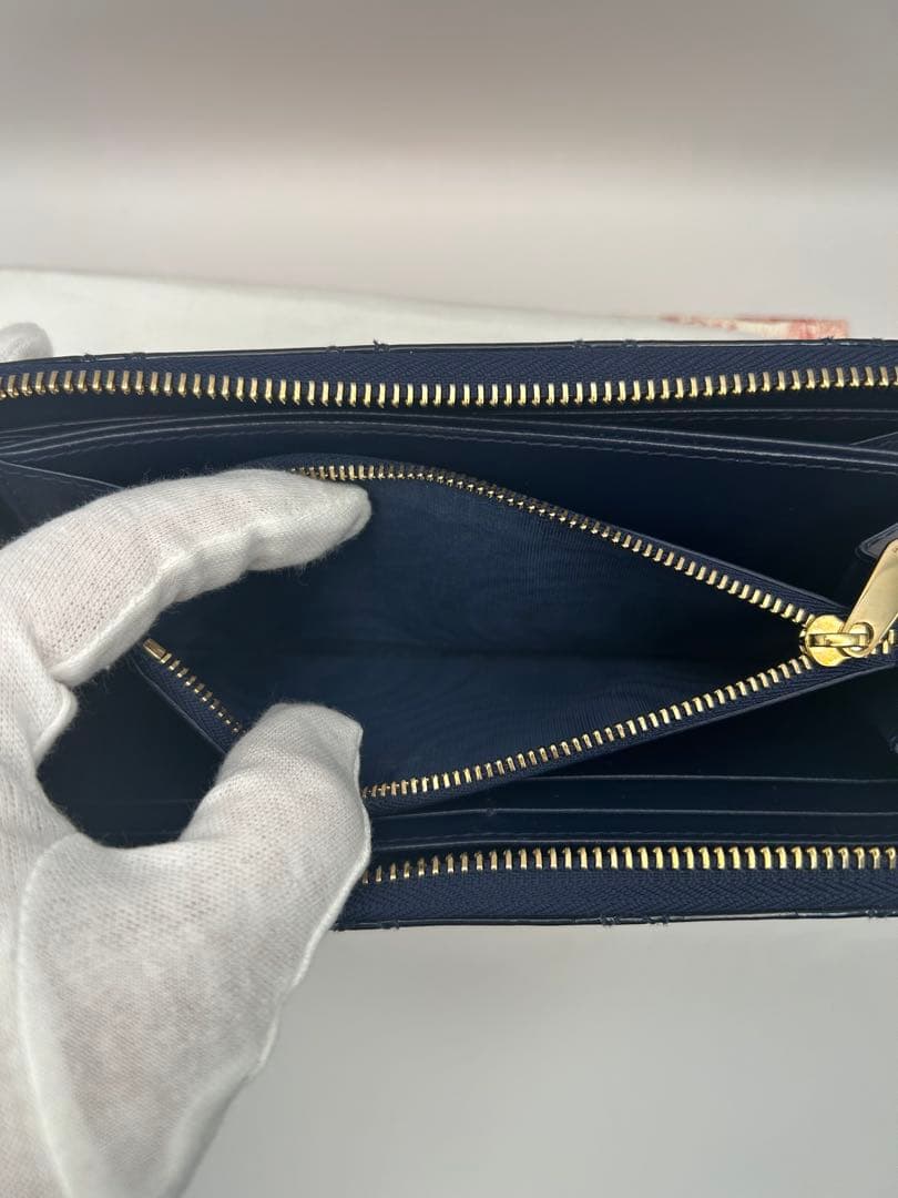 [極美品]Dior ネイビーキルティング長財布　ギャラ有
