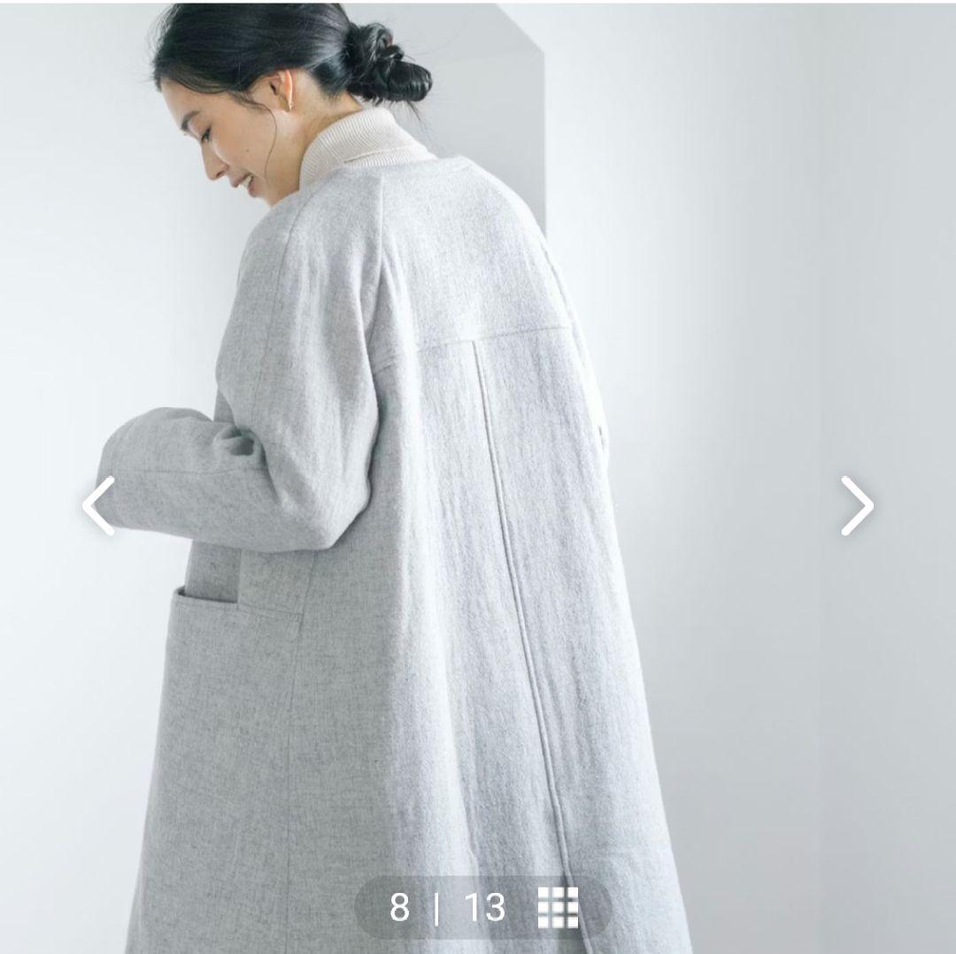 北欧暮らしの道具店柔らかシルエットのノーカラーコート