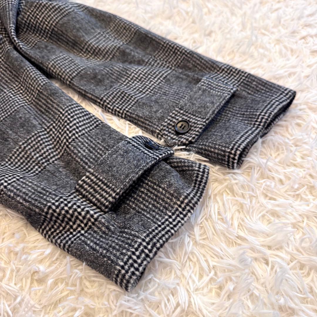 【新品タグ付】VANJAC カシミヤ グレンチェック ロング ダッフルコート L