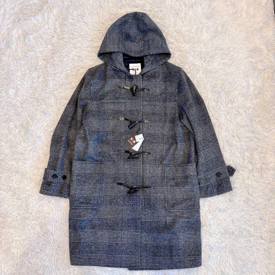 【新品タグ付】VANJAC カシミヤ グレンチェック ロング ダッフルコート L