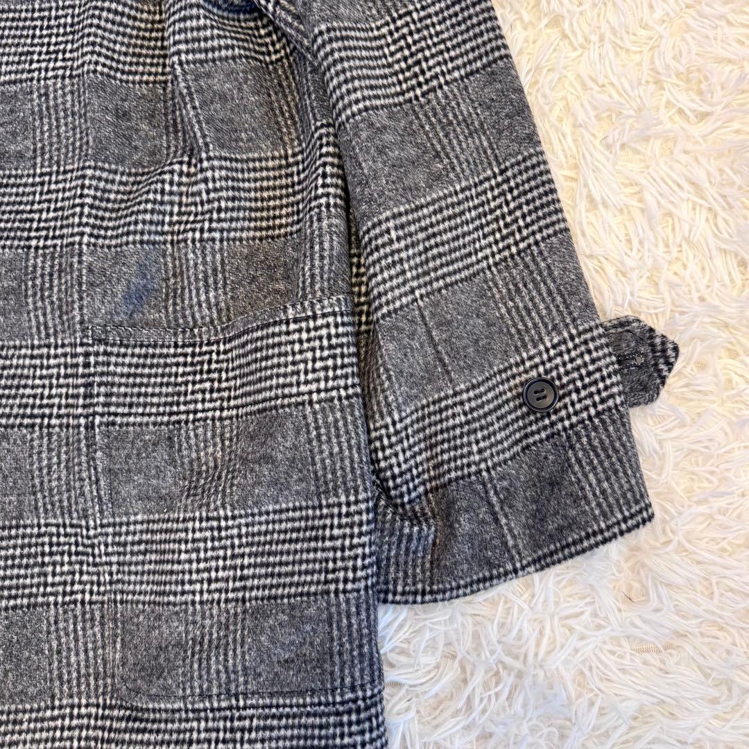 【新品タグ付】VANJAC カシミヤ グレンチェック ロング ダッフルコート L