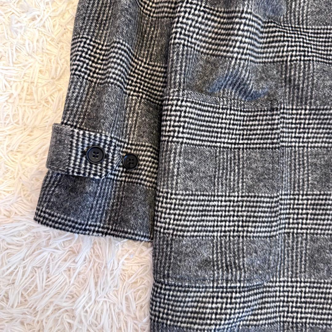 【新品タグ付】VANJAC カシミヤ グレンチェック ロング ダッフルコート L