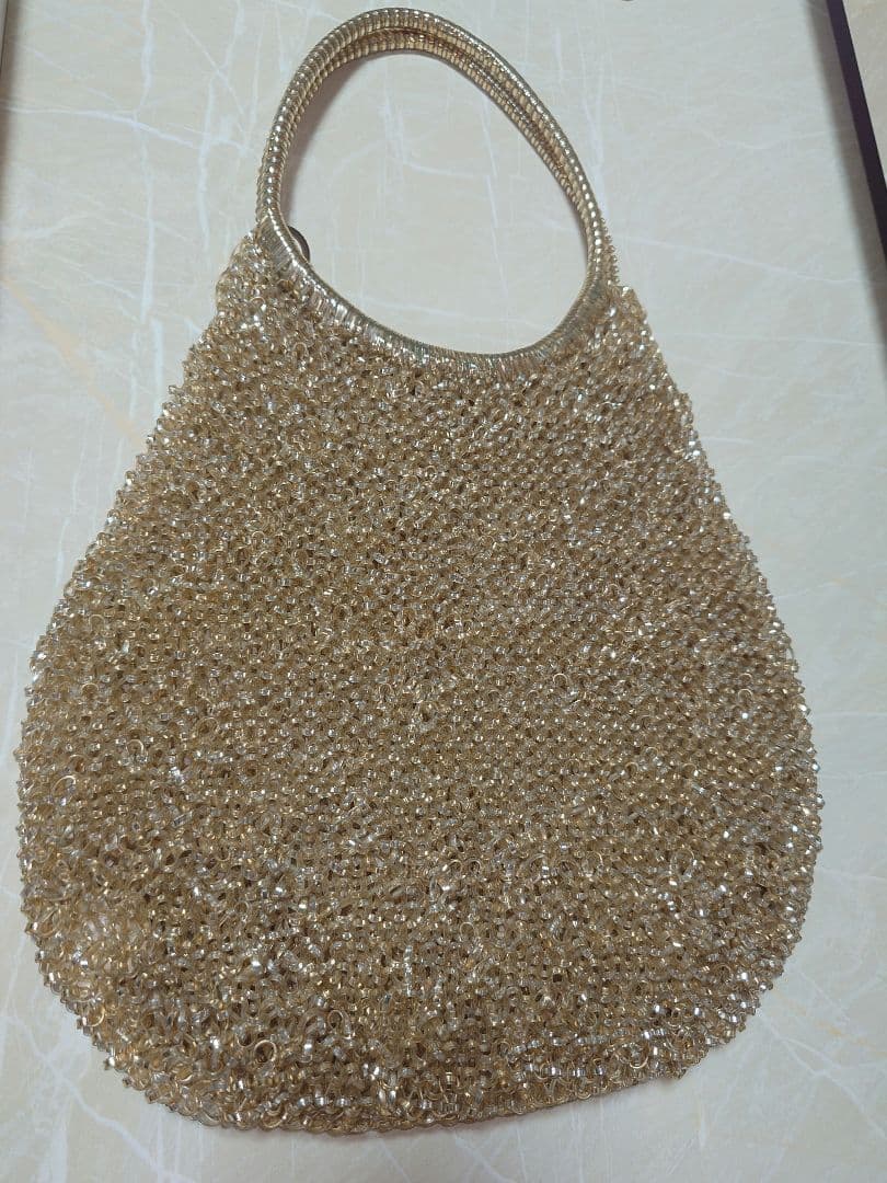 美品アンテプリマワイヤーバッグラウンド縦型シルバーゴールドショルダーチェーン付