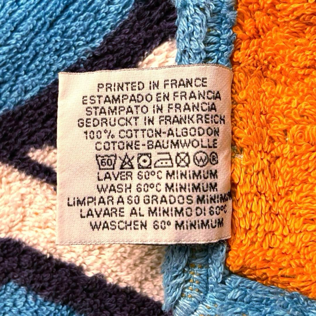 美品 エルメス ビーチタオル ラグ 玄関マット ロープ柄　海 夏 マリンブルー